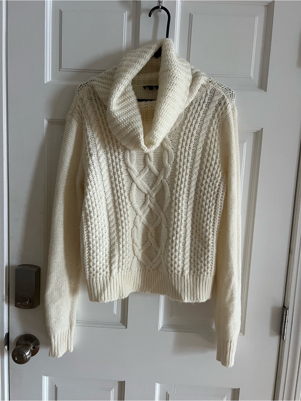 Express Cream Cable Knit Cowl Neck Sweater M